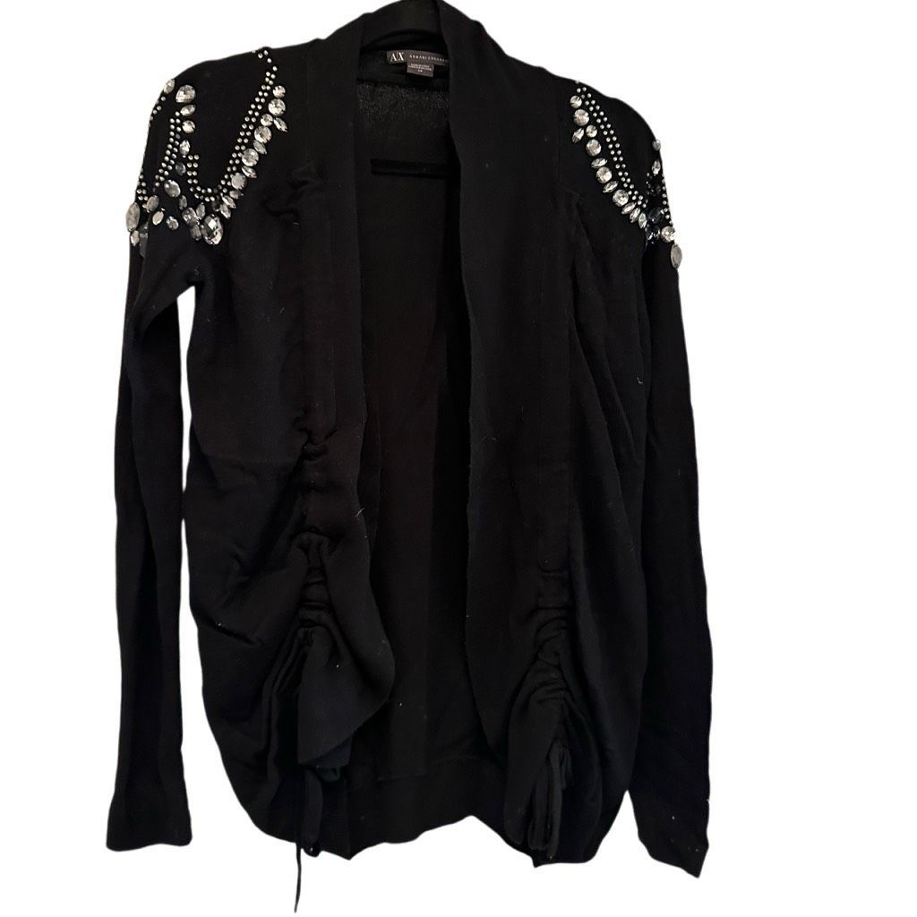 Armani Exchange Black Beaded Shoulders Cardigan- Size S